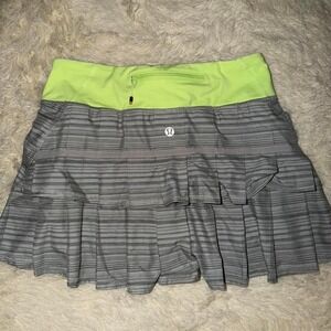 Lululemon 2 Pacesetter Skirt Silver Spoon Space Dye Clear Mint Gray Lime